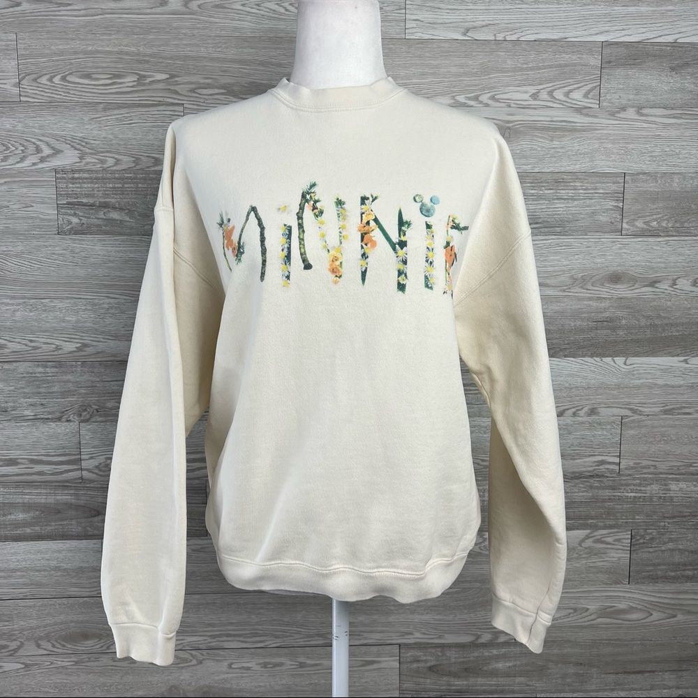 Vintage Disney Originals Cream Ivory Minnie Mouse Floral Chic Sweater Top Usa